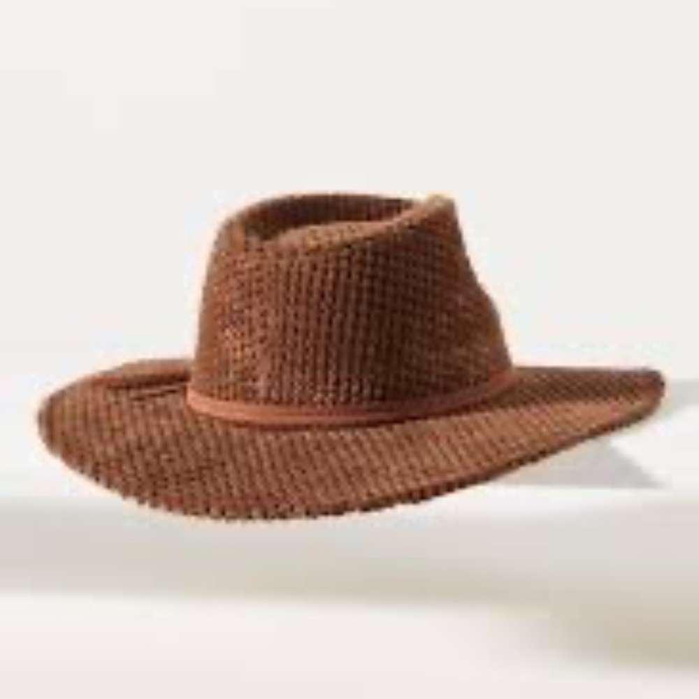 NWT Anthropologie Brown Terry Textured Rancher Hat - Picture 3 of 10